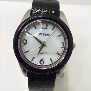 Gossip Ladies Black And Silver Fashion Watch Black Wrap Band New Battery!